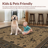 Ultra Soft Area Rug, Non Slip, Stain Resistant, Washable Area Rugs for Living Room, Bedroom, Quirky Textured Natural Coir Design(Gold)