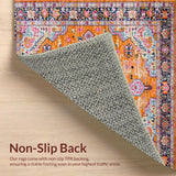 Ultra Soft Area Rug, Non Slip, Stain Resistant, Washable Area Rugs for Living Room, Bedroom, Cozy Warm Orange Tiled Motif(Orange)