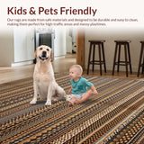 Ultra Soft Area Rug, Non Slip, Stain Resistant, Washable Area Rugs for Living Room, Bedroom, Sophisticated Neutral Tasseled Ensemble(Brown)