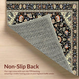 Ultra Soft Area Rug, Non Slip, Stain Resistant, Washable Area Rugs for Living Room, Bedroom, Sophisticated Floral Paisley Aesthetic(Black)