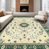 Ultra Soft Area Rug, Non Slip, Stain Resistant, Washable Area Rugs for Living Room, Bedroom, Super Shag Beige and Green(Ivory)
