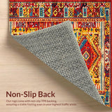 Ultra Soft Area Rug, Non Slip, Stain Resistant, Washable Area Rugs for Living Room, Bedroom, Artistic Colorful Patchwork Motif(Red)
