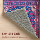 Ultra Soft Area Rug, Non Slip, Stain Resistant, Washable Area Rugs for Living Room, Bedroom, Eclectic Floral Blue Tones(Blue)