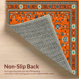 Ultra Soft Area Rug, Non Slip, Stain Resistant, Washable Area Rugs for Living Room, Bedroom, Playful Orange Tiled Motif(Orange)