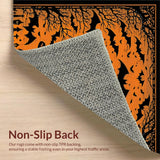 Ultra Soft Area Rug, Non Slip, Stain Resistant, Washable Area Rugs for Living Room, Bedroom, Unique Seasonal Bat Illustration(Orange)