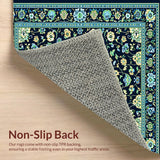 Ultra Soft Area Rug, Non Slip, Stain Resistant, Washable Area Rugs for Living Room, Bedroom, Vibrant Distressed Geometric Elegance(Blue)