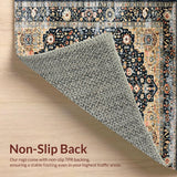 Ultra Soft Area Rug, Non Slip, Stain Resistant, Washable Area Rugs for Living Room, Bedroom, Earthy Toned Elegant Botanical Motif(Black)