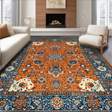 Ultra Soft Area Rug, Non Slip, Stain Resistant, Washable Area Rugs for Living Room, Bedroom, Eclectic Paisley Floral Fusion(Orange)
