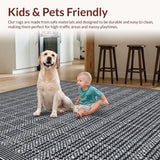 Ultra Soft Area Rug, Non Slip, Stain Resistant, Washable Area Rugs for Living Room, Bedroom, Rustic Geometric Motif with Depth(Black)
