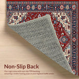 Ultra Soft Area Rug, Non Slip, Stain Resistant, Washable Area Rugs for Living Room, Bedroom, Luxurious Ornate Patterned Accent(Red)