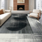 Ultra Soft Area Rug, Non Slip, Stain Resistant, Washable Area Rugs for Living Room, Bedroom, Abstract Black and White Grid Rug Artistic Floor Art(Black)