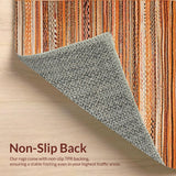 Ultra Soft Area Rug, Non Slip, Stain Resistant, Washable Area Rugs for Living Room, Bedroom, Contemporary Colorful Braided Motif(Orange)