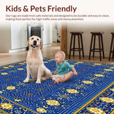 Ultra Soft Area Rug, Non Slip, Stain Resistant, Washable Area Rugs for Living Room, Bedroom, Geometric Spotted Bedside(Blue)