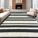 Ultra Soft Area Rug, Non Slip, Stain Resistant, Washable Area Rugs for Living Room, Bedroom, Modern Berber Stripe Farmhouse Living Room Rug(Black)