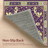 Ultra Soft Area Rug, Non Slip, Stain Resistant, Washable Area Rugs for Living Room, Bedroom, Ornate Floral Runner for Entryway(Purple)