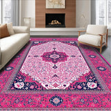 Ultra Soft Area Rug, Non Slip, Stain Resistant, Washable Area Rugs for Living Room, Bedroom, Vibrant Geometric Decorative Statement(Pink)