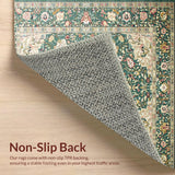 Ultra Soft Area Rug, Non Slip, Stain Resistant, Washable Area Rugs for Living Room, Bedroom, Timeless Ornate Tiled Aesthetic(Green)