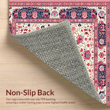 Ultra Soft Area Rug, Non Slip, Stain Resistant, Washable Area Rugs for Living Room, Bedroom, Floral Vintage Washable Nursery Area Carpet(White)