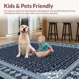 Ultra Soft Area Rug, Non Slip, Stain Resistant, Washable Area Rugs for Living Room, Bedroom, Sophisticated Contemporary Wave Pattern(Blue)