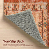 Ultra Soft Area Rug, Non Slip, Stain Resistant, Washable Area Rugs for Living Room, Bedroom, Elegant Tribal Geometric Arrangement(Orange)