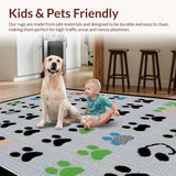 Ultra Soft Area Rug, Non Slip, Stain Resistant, Washable Area Rugs for Living Room, Bedroom, Charming Playful Cat Paw Motif(Black)
