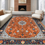 Ultra Soft Area Rug, Non Slip, Stain Resistant, Washable Area Rugs for Living Room, Bedroom, Modern Abstract Floral Fusion(Orange)