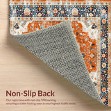 Ultra Soft Area Rug, Non Slip, Stain Resistant, Washable Area Rugs for Living Room, Bedroom, Artful Minimalist Orange Blooms(Orange)