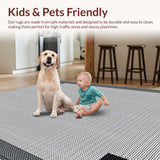Ultra Soft Area Rug, Non Slip, Stain Resistant, Washable Area Rugs for Living Room, Bedroom, Modern Outdoor Balcony Camping Waterproof Mat(Black)