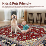 Ultra Soft Area Rug, Non Slip, Stain Resistant, Washable Area Rugs for Living Room, Bedroom, Charming Earthy Textured Elements(Red)