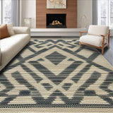 Ultra Soft Area Rug, Non Slip, Stain Resistant, Washable Area Rugs for Living Room, Bedroom, Diamond Grid Neutral Living Room Area Rug(Beige)