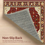 Ultra Soft Area Rug, Non Slip, Stain Resistant, Washable Area Rugs for Living Room, Bedroom, Sophisticated Rich Toned Lattice Style(Red)