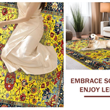 Ultra Soft Area Rug, Non Slip, Stain Resistant, Washable Area Rugs for Living Room, Bedroom, Charming Nature-Inspired Floral Art(Yellow)
