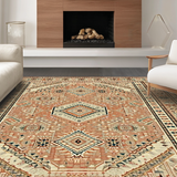 Ultra Soft Area Rug, Non Slip, Stain Resistant, Washable Area Rugs for Living Room, Bedroom, Whimsical Boho Inspired Pattern(Orange)