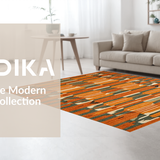 Ultra Soft Area Rug, Non Slip, Stain Resistant, Washable Area Rugs for Living Room, Bedroom, Retro Eclectic Abstract Composition(Orange)