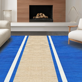 Ultra Soft Area Rug, Non Slip, Stain Resistant, Washable Area Rugs for Living Room, Bedroom, Serene Blue Tan Color Fusion(Blue)