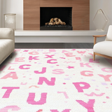 Ultra Soft Area Rug, Non Slip, Stain Resistant, Washable Area Rugs for Living Room, Bedroom, Fun and Cozy Educational Theme(White)
