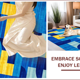 Ultra Soft Area Rug, Non Slip, Stain Resistant, Washable Area Rugs for Living Room, Bedroom, Chic Dynamic Color Block Composition(Blue)