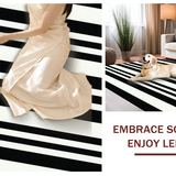 Ultra Soft Area Rug, Non Slip, Stain Resistant, Washable Area Rugs for Living Room, Bedroom, Chic Modern Linear Pattern Design(Black)