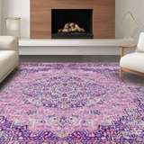 Ultra Soft Area Rug, Non Slip, Stain Resistant, Washable Area Rugs for Living Room, Bedroom, Trendy Geometric Purple Harmony(Pink)