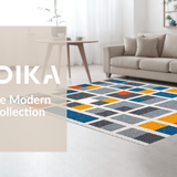 Ultra Soft Area Rug, Non Slip, Stain Resistant, Washable Area Rugs for Living Room, Bedroom, Interactive White Geometric Motif(Gray)