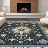 Ultra Soft Area Rug, Non Slip, Stain Resistant, Washable Area Rugs for Living Room, Bedroom, Chic Graphic Solar Imagery(Blue)