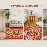 Ultra Soft Area Rug, Non Slip, Stain Resistant, Washable Area Rugs for Living Room, Bedroom, Elegant Southwestern Medallion Style(Orange)