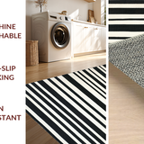 Ultra Soft Area Rug, Non Slip, Stain Resistant, Washable Area Rugs for Living Room, Bedroom, Modern Entry Carpet Bold Striped Design Indoor Outdoor Rug(Black)