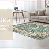 Ultra Soft Area Rug, Non Slip, Stain Resistant, Washable Area Rugs for Living Room, Bedroom, Pastel Eclectic Botanical Design(Blue)