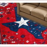 Ultra Soft Area Rug, Non Slip, Stain Resistant, Washable Area Rugs for Living Room, Bedroom, Vibrant Americana Textured Design(Red)