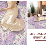 Ultra Soft Area Rug, Non Slip, Stain Resistant, Washable Area Rugs for Living Room, Bedroom, Contemporary Circular Floral Aesthetic(Purple)
