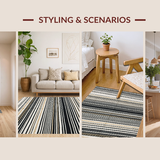 Ultra Soft Area Rug, Non Slip, Stain Resistant, Washable Area Rugs for Living Room, Bedroom, Black White Striped Floor Carpet, Bold Style(Black)