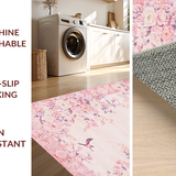 Ultra Soft Area Rug, Non Slip, Stain Resistant, Washable Area Rugs for Living Room, Bedroom, Bright Cheerful Floral Tapestry(Pink)