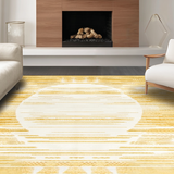 Ultra Soft Area Rug, Non Slip, Stain Resistant, Washable Area Rugs for Living Room, Bedroom, Striking Geometric Sun Motif(Gold)