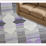Ultra Soft Area Rug, Non Slip, Stain Resistant, Washable Area Rugs for Living Room, Bedroom, Transitional Grey Lavender Trellis Art(Purple)